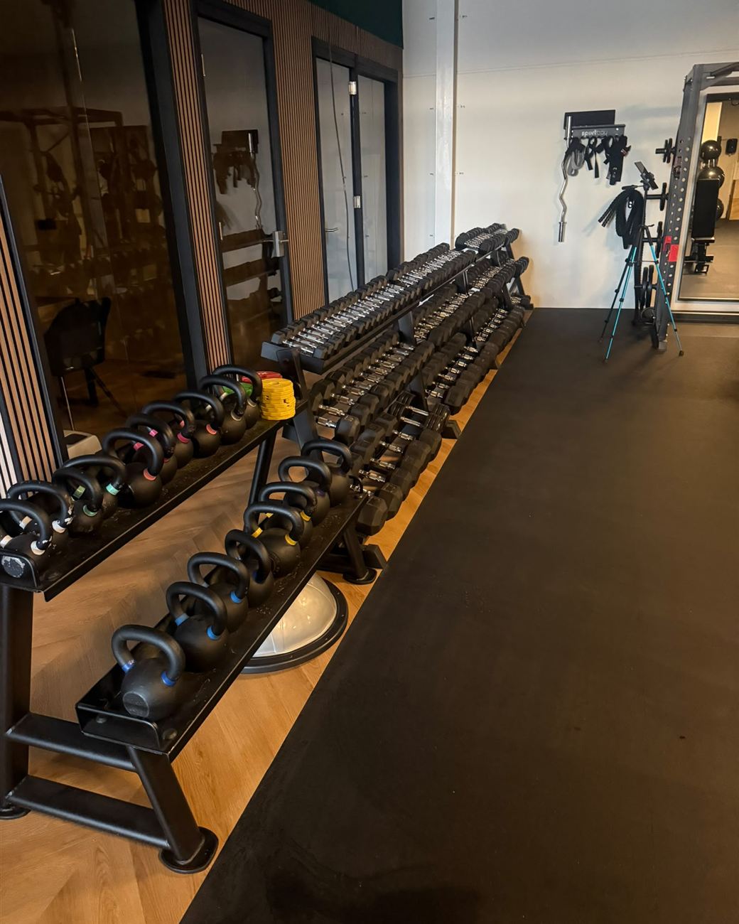 Gewichten en dumbbells in de rustige private gym in Zwolle